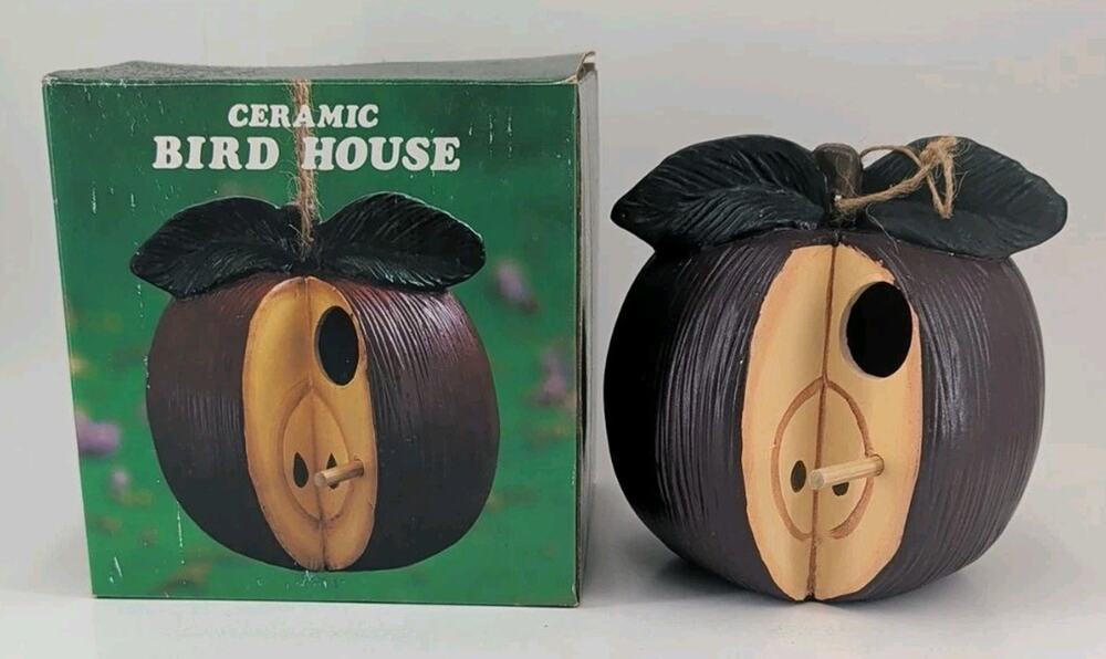 Vintage Nature's Home Collection Apple Ceramic Birdhouse Farmhouse Decor Cabin